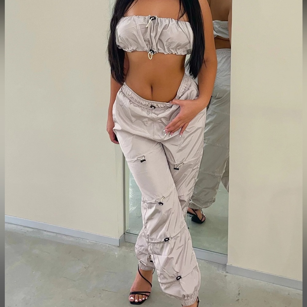 Fashion nova let’s talk about it pant set in khaki